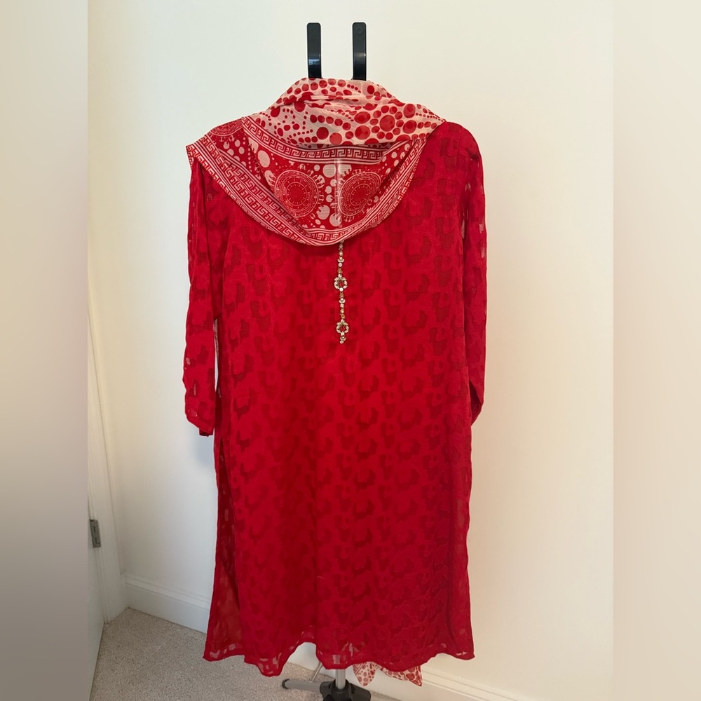 Womens Red Salwar Kameez